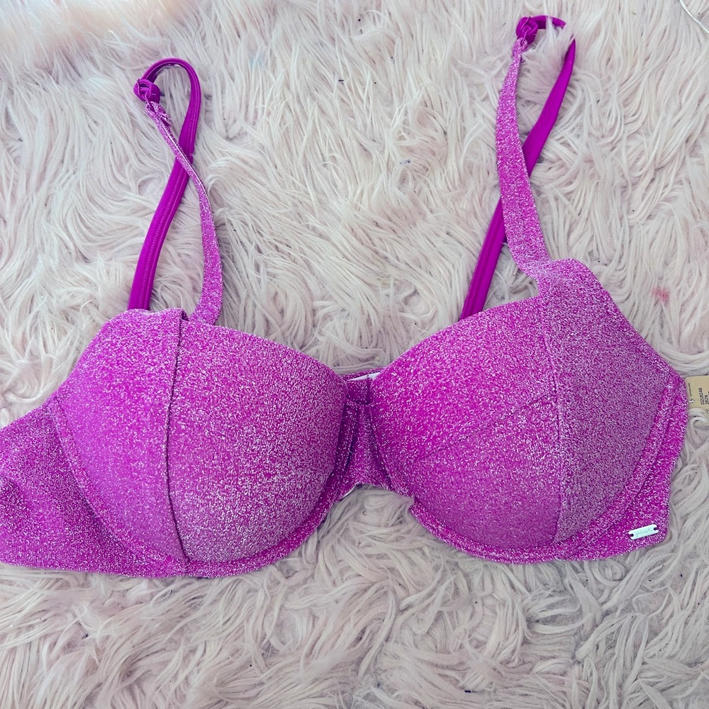 PINK Victoria’s Secret Sparkle Purple Pink Push Up Bikini 36dd barbiecore bimbo